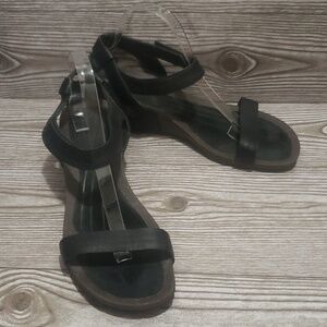 Teva 11 black open toe ankle strap woman wedges sandals